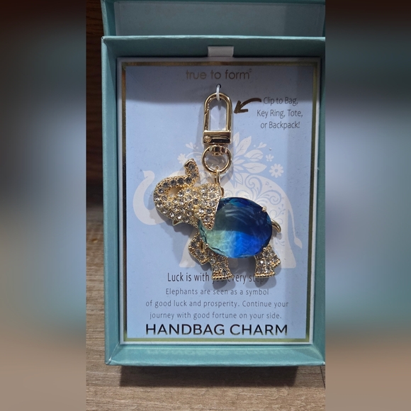 True to Form Gold and Blue Elephant Key Holder - Picture 1 of 1